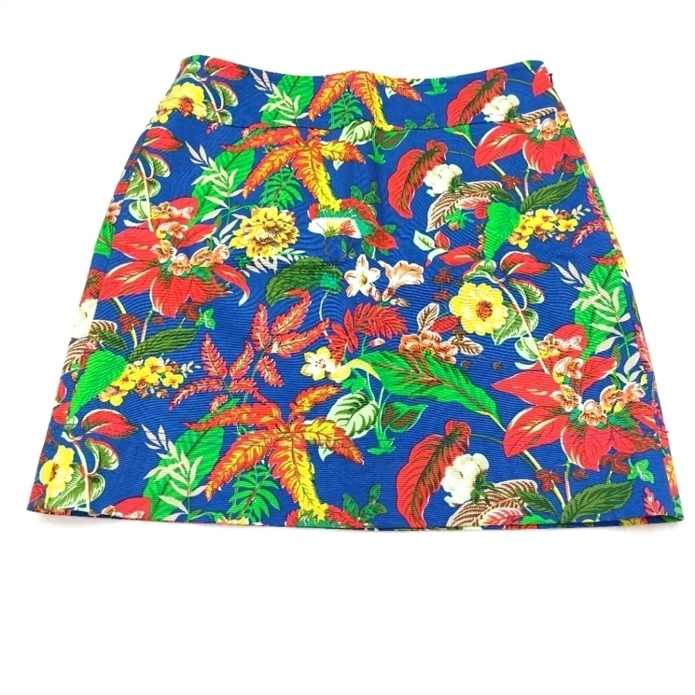 TALBOTS WOMEN'S BRIGHT BLUE TROPICAL FLORAL PRINT PENCIL SKIRT SIZE 6